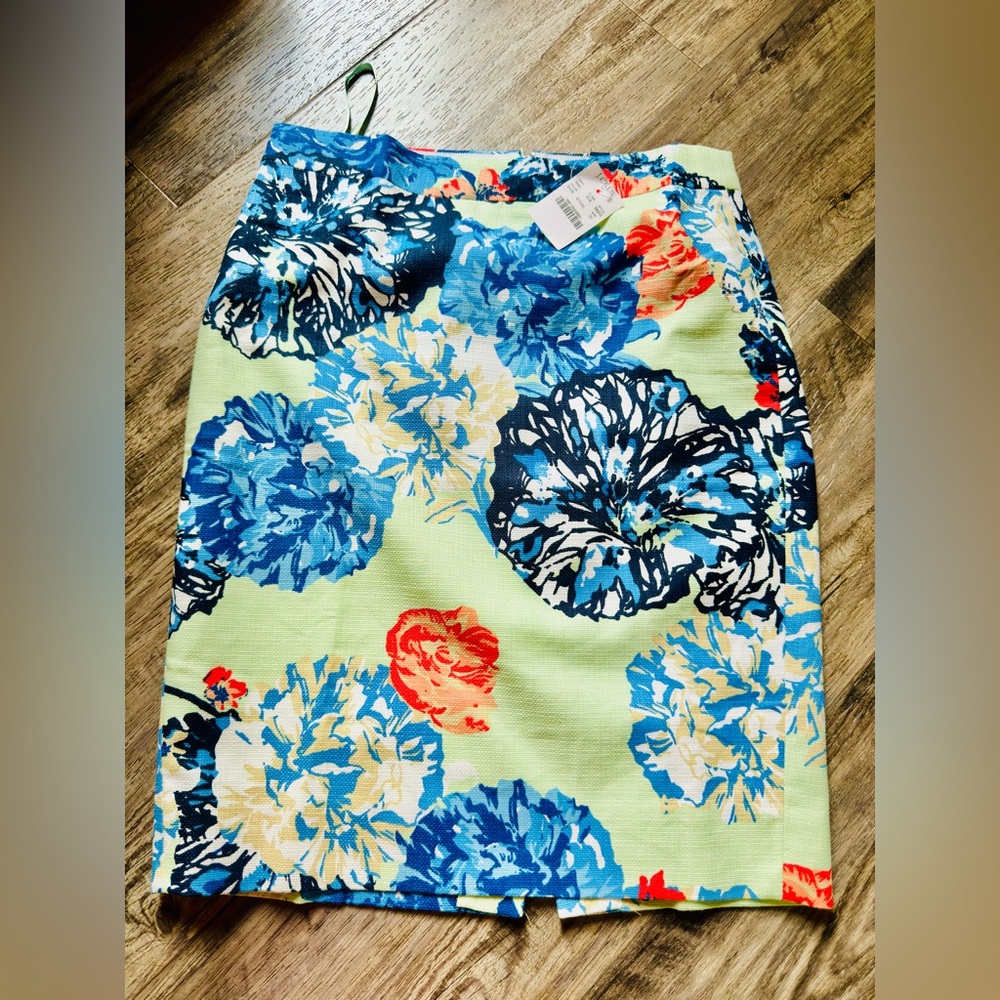 J.Crew Factory Pencil Skirt Size 00 NWT Mint Floral Print